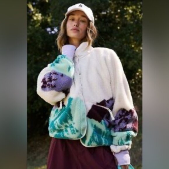 NWOT Free People Movement Hit The Slopes Printed Fleece Jacket sz XS - Picture 6 of 7